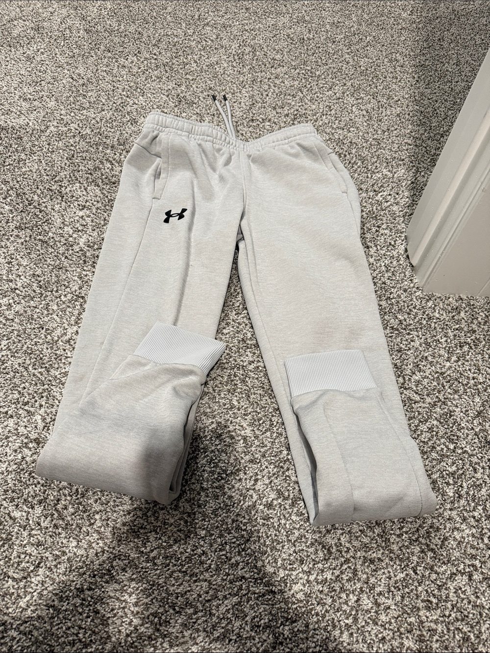 Under Armour Kids Light Gray Sweat Joggers with Logo